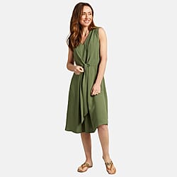 Emreco Tie Front Sleeveless V-Neck Midi Dress