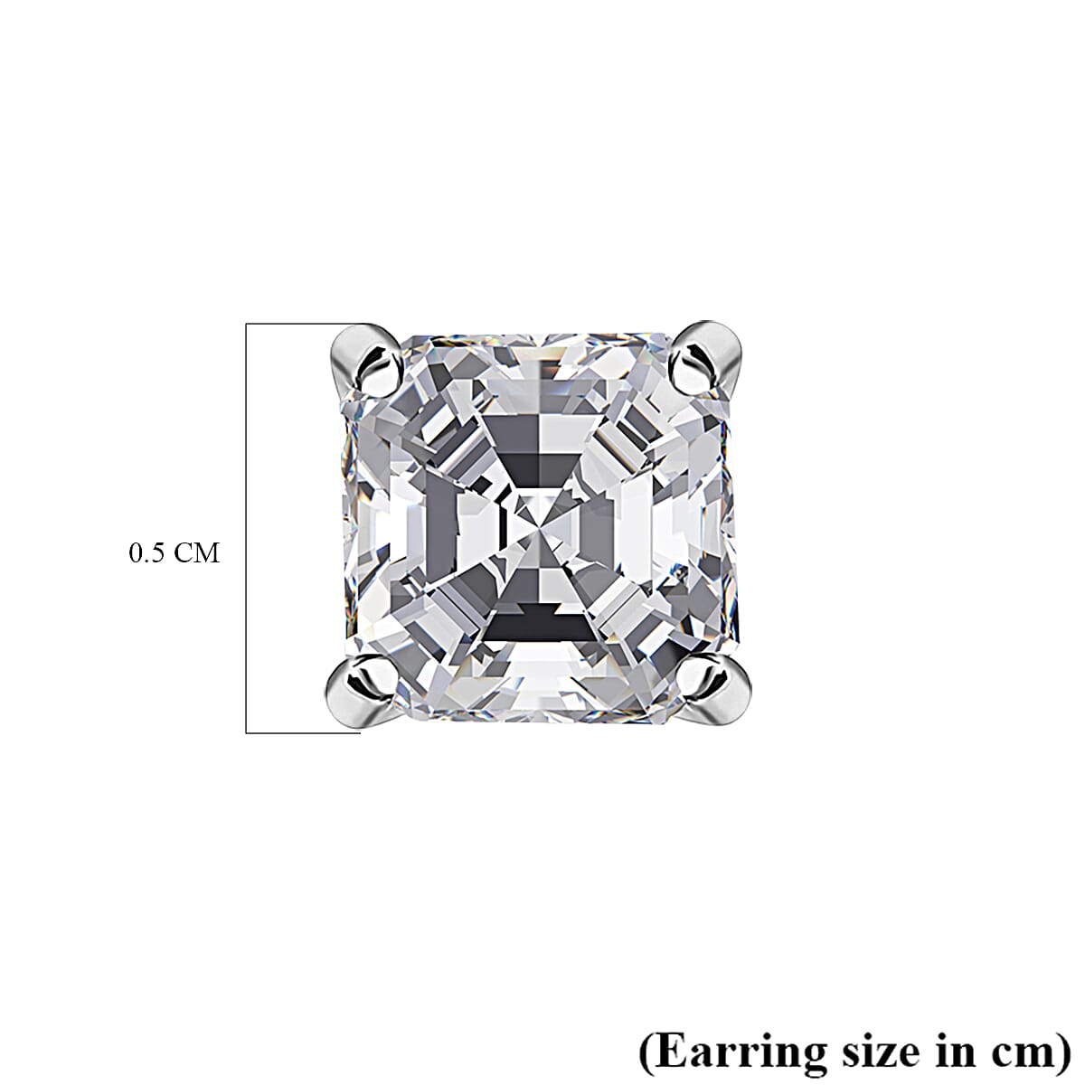 Moissanite  Solitaire Stud Push Post Earring in Rhodium Overlay Sterling Silver 1.30 ct  1.362  Ct.