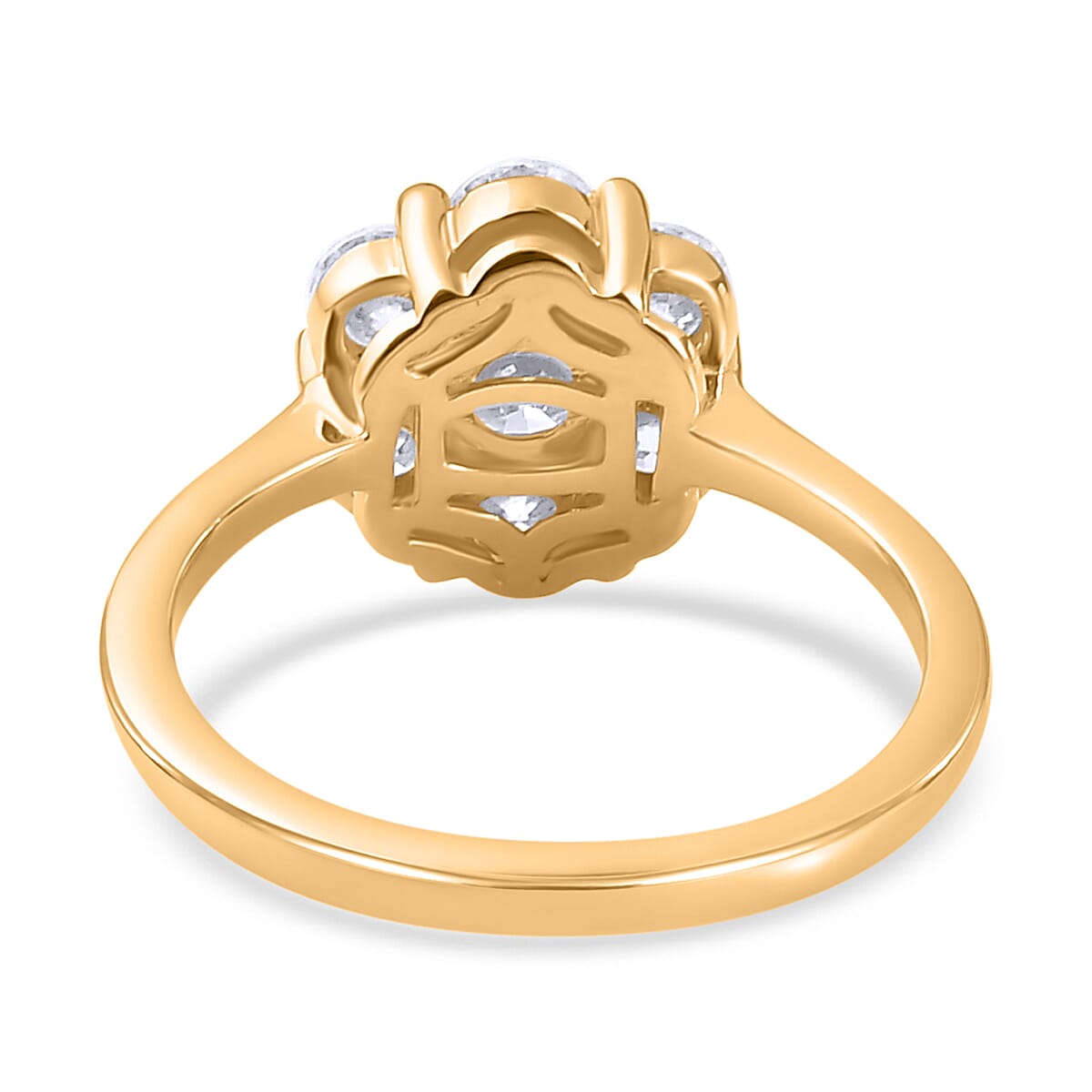 Moissanite Floral Ring in 18K YG Vermeil Sterling Silver 1.30 Ct. Moissanite Floral Ring in 18K YG Vermeil Sterling Silver 1.30 Ct.