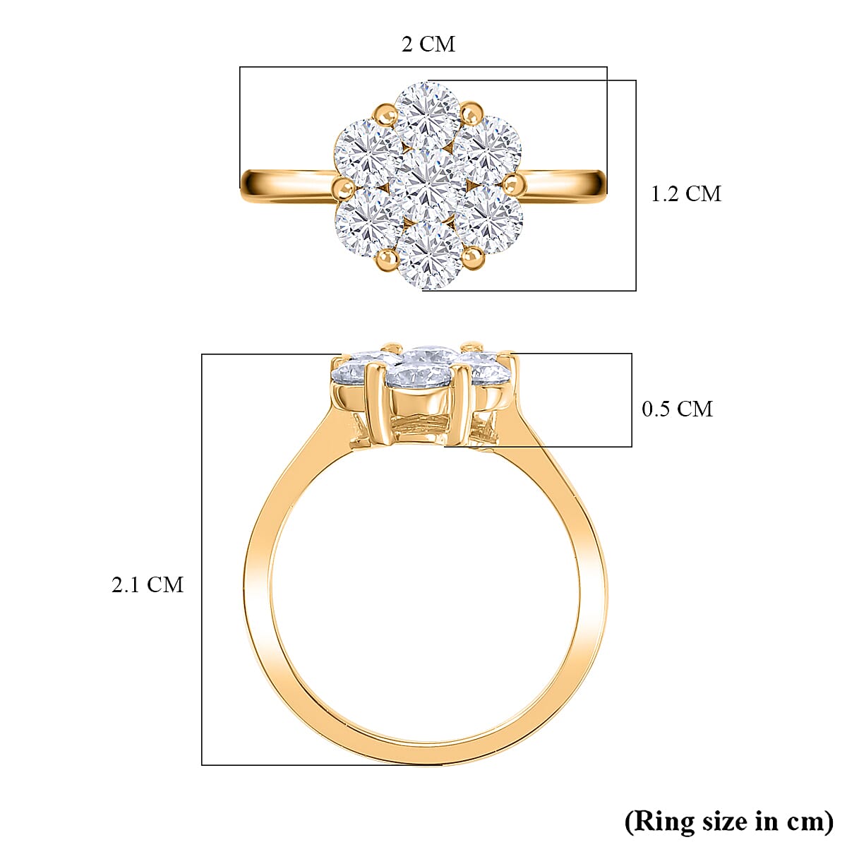 Moissanite Floral Ring in 18K YG Vermeil Sterling Silver 1.30 Ct. Moissanite Floral Ring in 18K YG Vermeil Sterling Silver 1.30 Ct.