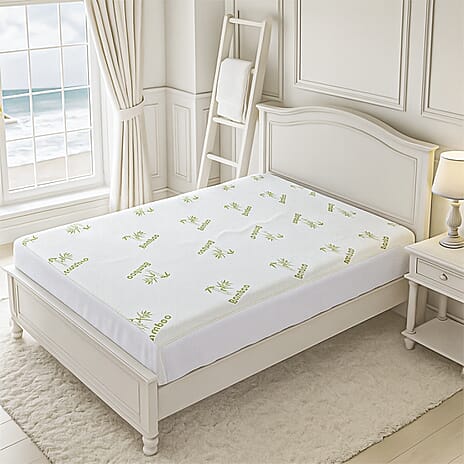 Bamboo Jacquard Waterproof Mattress Protector (Size Single) - White