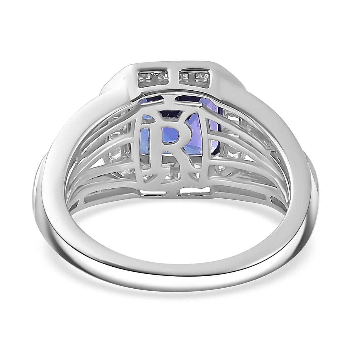 RHAPSODY-950 Platinum AAAA Tanzanite and Earth Mined  Diamond (VS E-F)  Signet Ring 3.19 Ct, Platinum Wt. 8.00 Gms