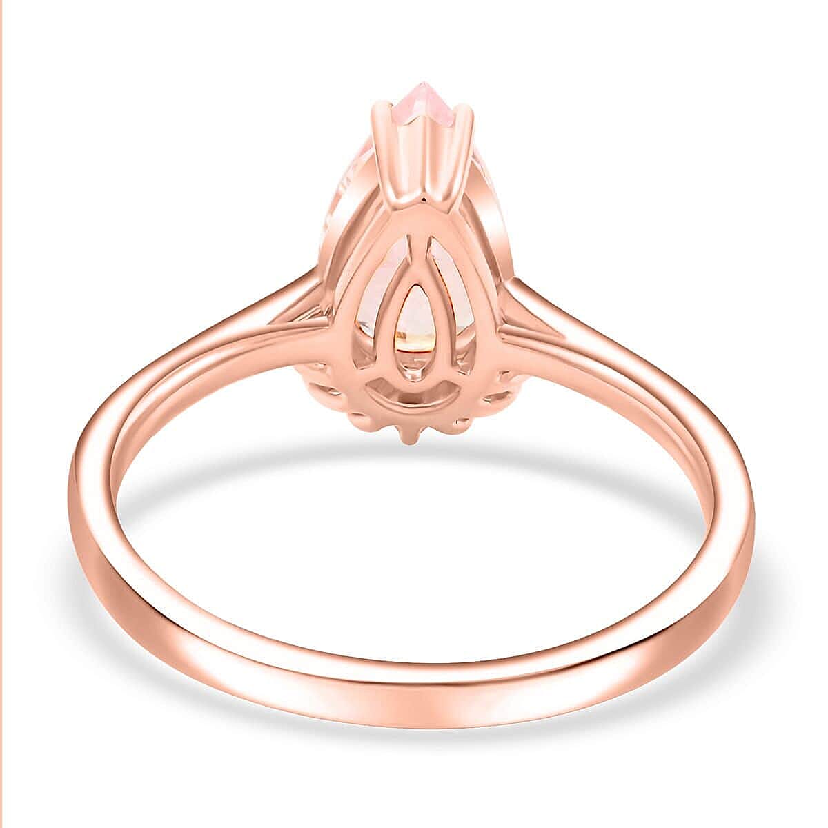 14K Rose Gold  AAA   Pink Morganite ,  White Diamond  I2 Ring 1.35 ct,  Gold Wt. 2.79 Gms  1.350  Ct.