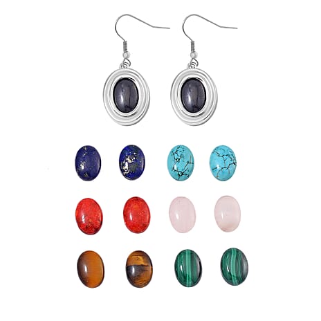 One Time Closeout Deal - Set of 7 Stones - Interchangeable Multi Gemstones Magnet Earring with Hook 56.00 Ct.
