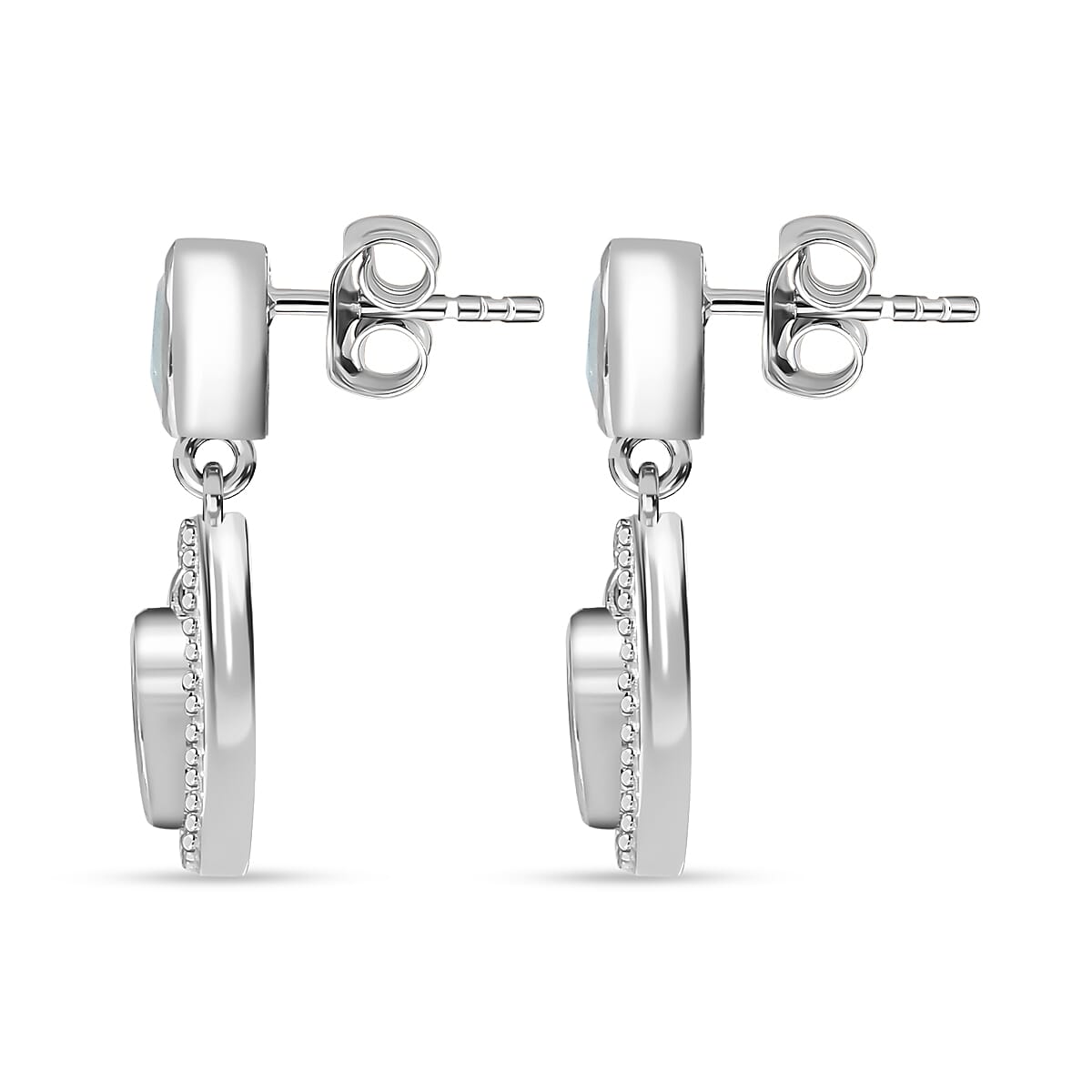 Moon Glow Moonstone Dangle Earrings in Rhodium Overlay Sterling Silver 2.28 Ct