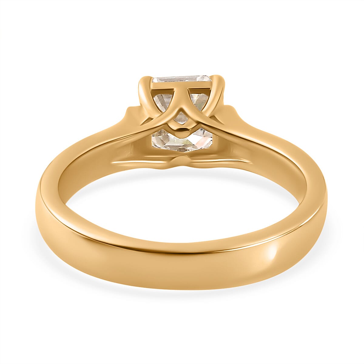 Designer Inspired - Moissanite (Asscher Cut) Solitaire Ring in 18K YG Vermeil Plated Sterling Silver 1.15 Ct