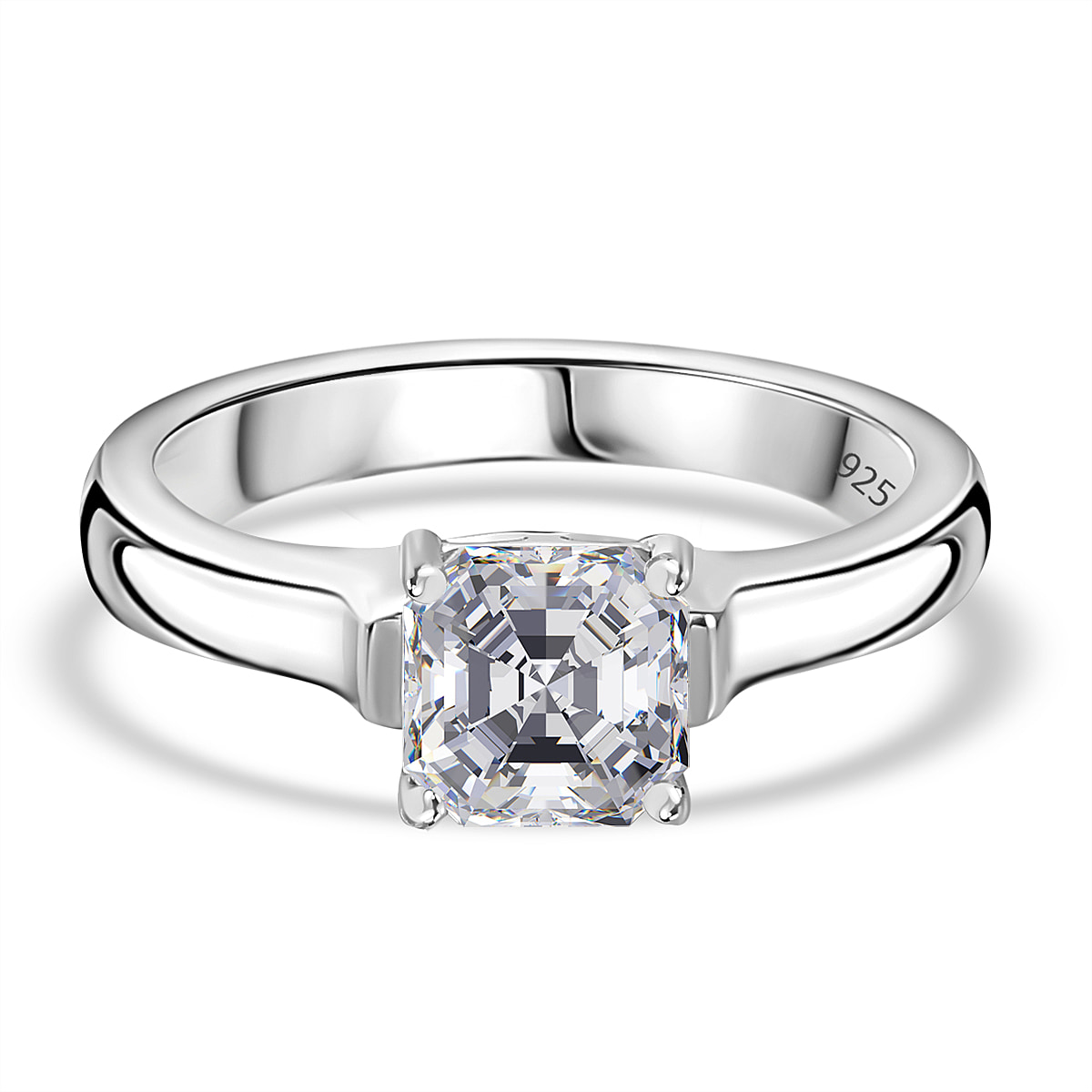 Moissanite Solitaire Ring in Rhodium Overlay Sterling Silver 1.15 Ct