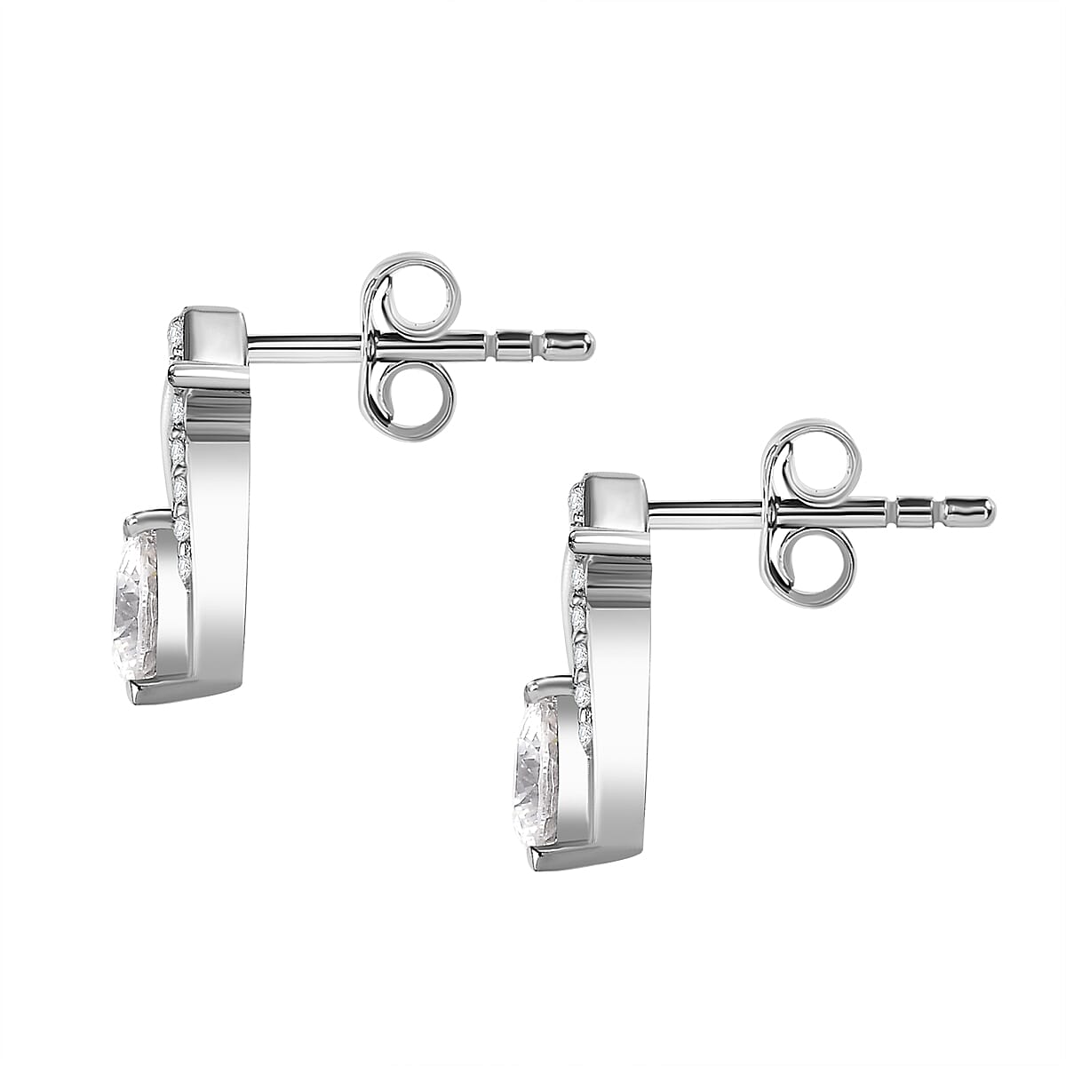 Moissanite Earrings in Rhodium Overlay Sterling Silver 1.10 Ct