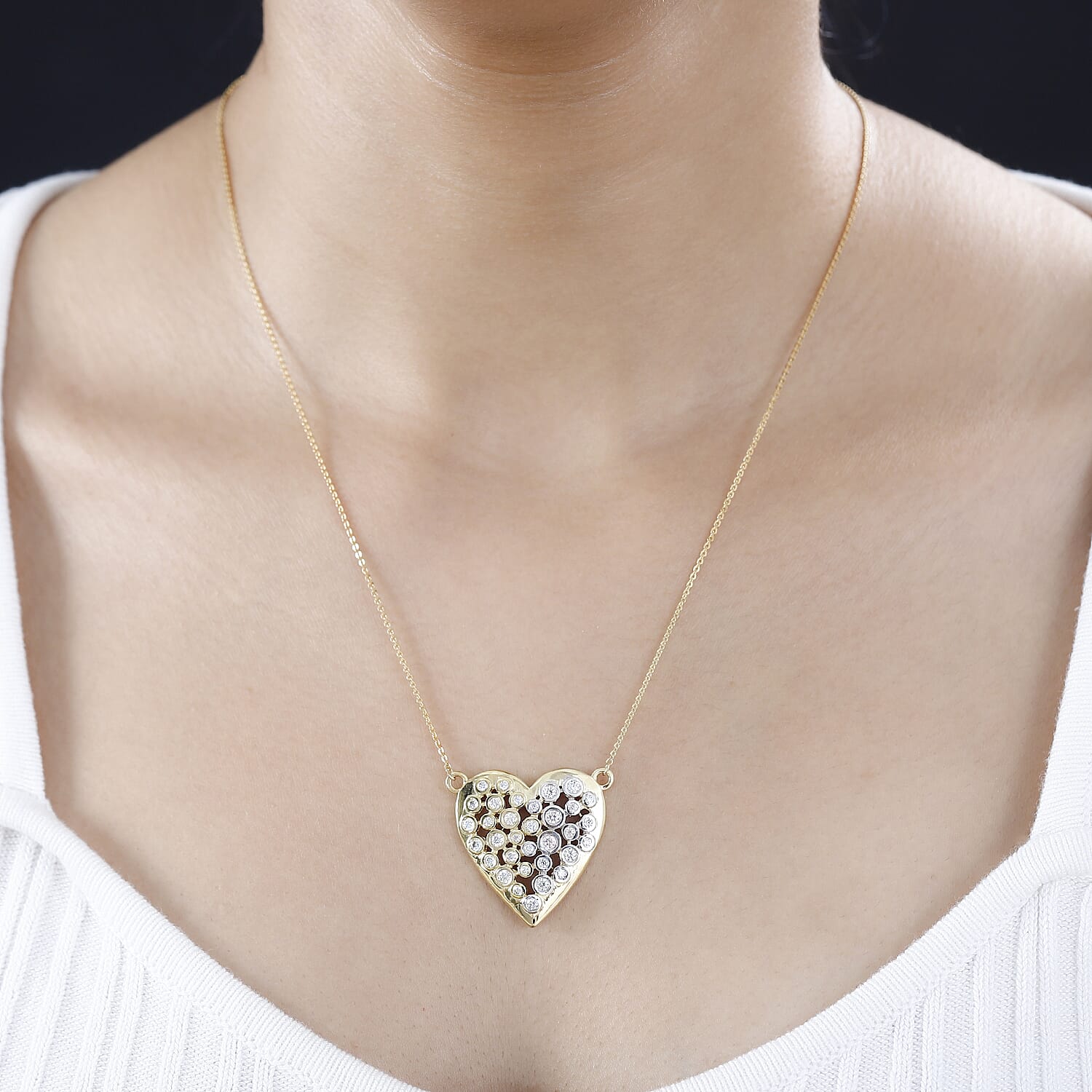 Moissanite Heart Necklace (Size - 20) in Sterling Silver 1.50 Ct.