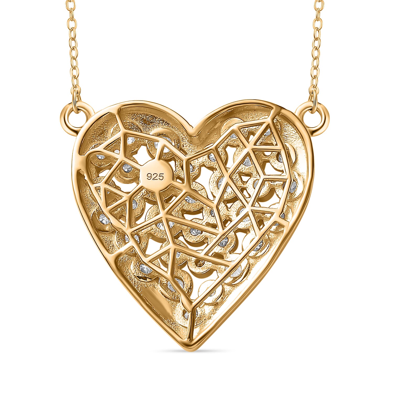 Moissanite Heart Necklace (Size - 20) in Sterling Silver 1.50 Ct.