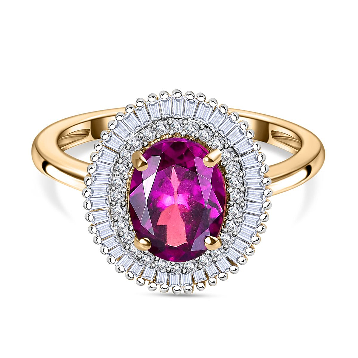 9K Yellow Gold Purple Garnet & Diamond Ring 2.50 Ct