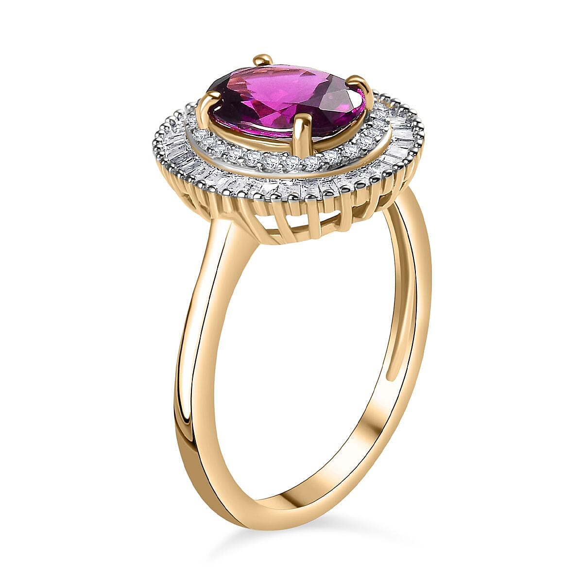 Tony Diniz Collection- 9K Yellow Gold Extremely Rare Natural Purple Garnet & Diamond Ring 2.50 Ct