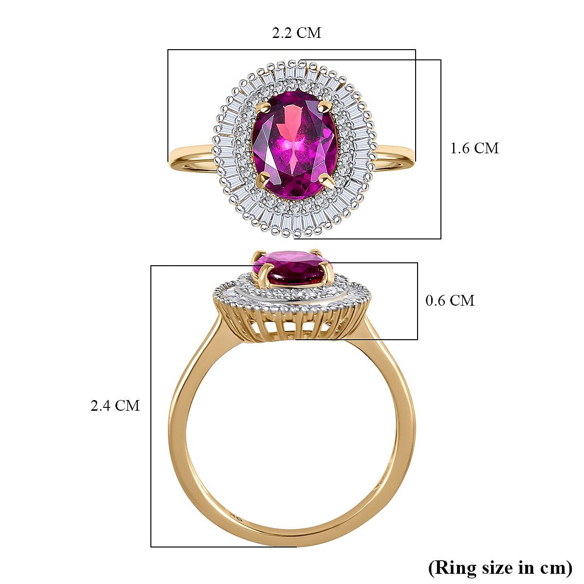 Tony Diniz Collection- 9K Yellow Gold Extremely Rare Natural Purple Garnet & Diamond Ring 2.50 Ct