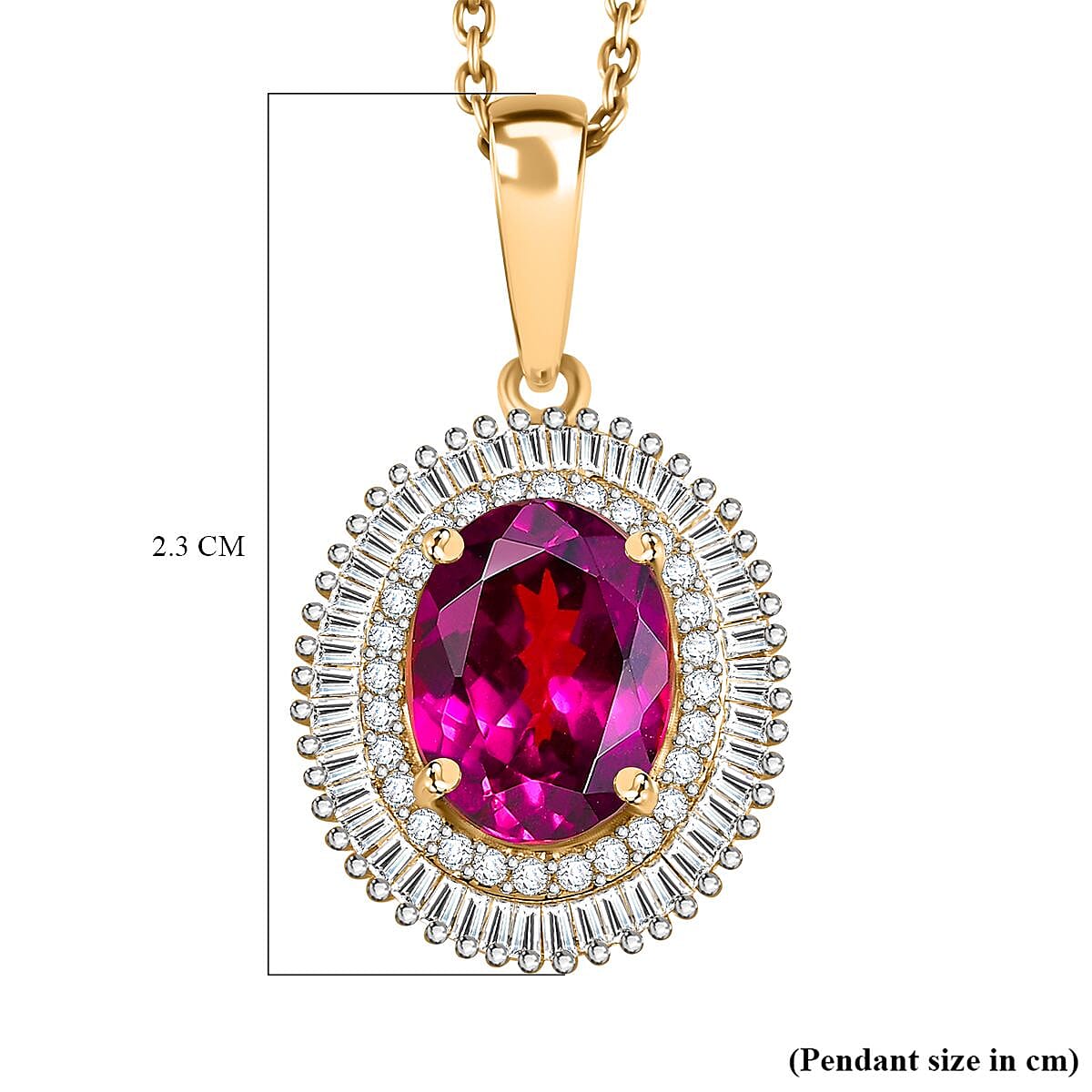 9K Yellow Gold Natural Ember Garnet & Diamond Pendant 2.70 Ct