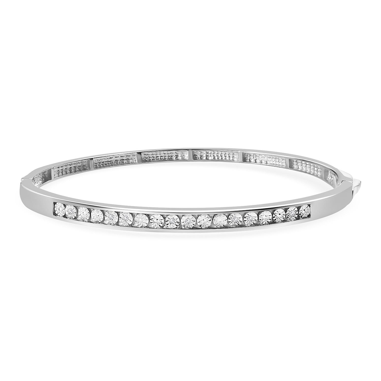 One Time Deal- Diamond Tennis Silver Plated Bangle Size (7.5) LOWEST EVER PRICE
