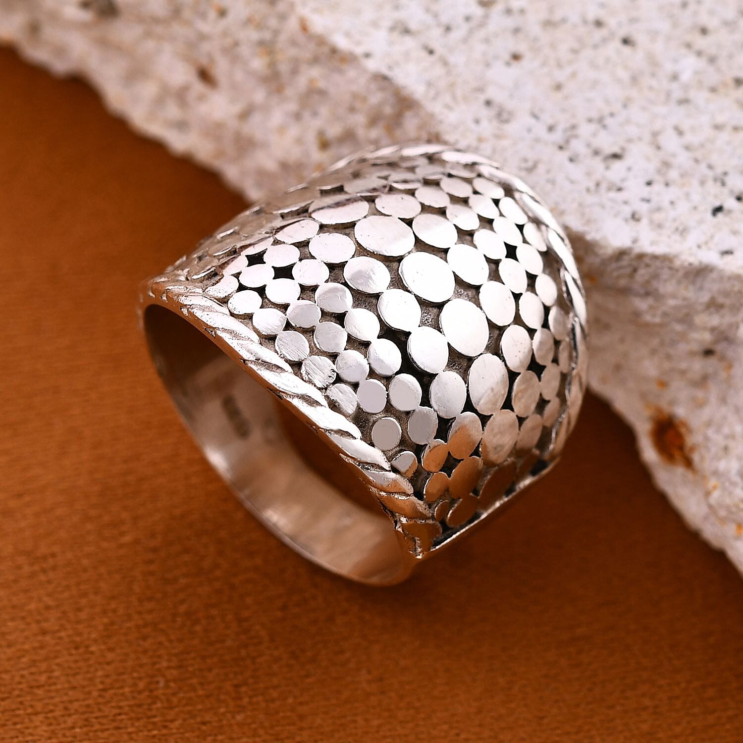 Royal Bali Collection - Handmade Sterling Silver Pebble Ring, Silver Wt. 6.30 Gms.
