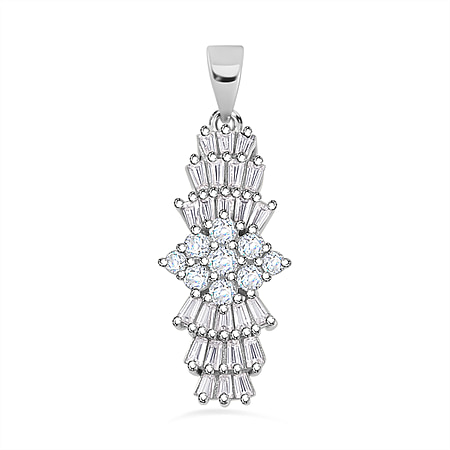 Moissanite  Pendant in Rhodium Overlay Sterling Silver 1.29 ct  1.290  Ct.