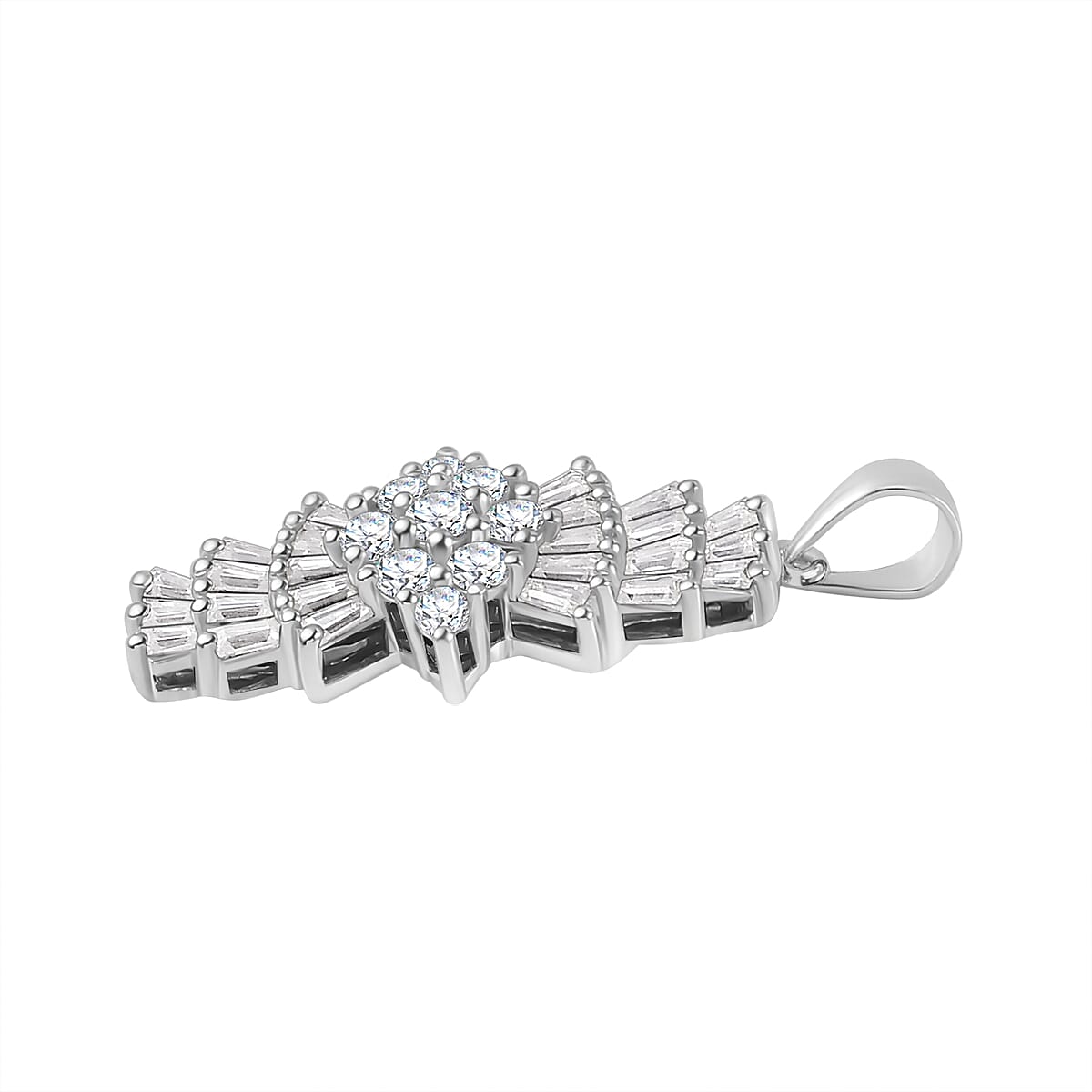 Moissanite Pendant in Rhodium Overlay Sterling Silver 1.29 Ct.