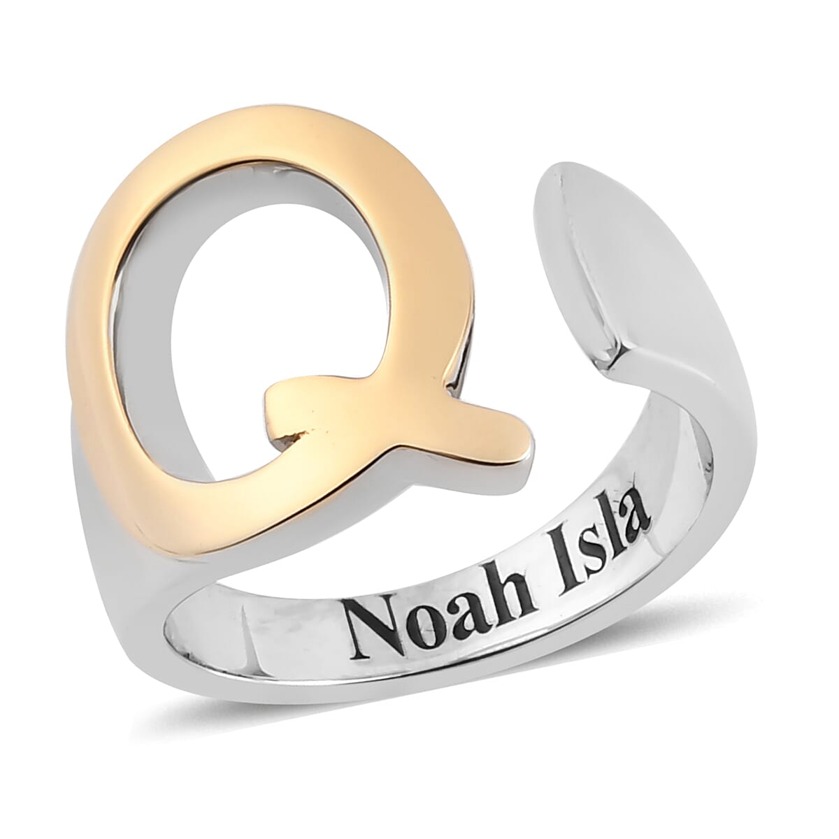 Personalised Engravable Initial Q Ring in Yellow Gold Tone