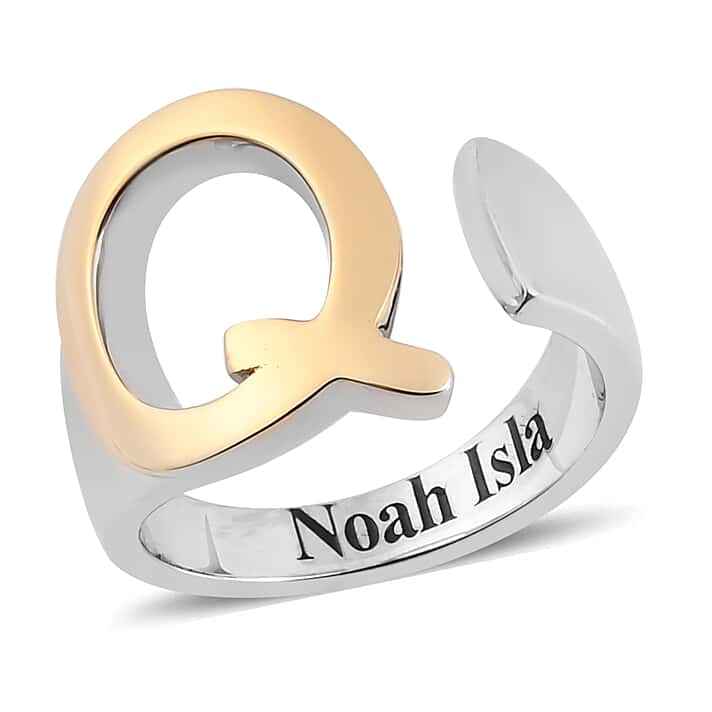 Personalised Engravable Initial Q Ring in Yellow Gold Tone