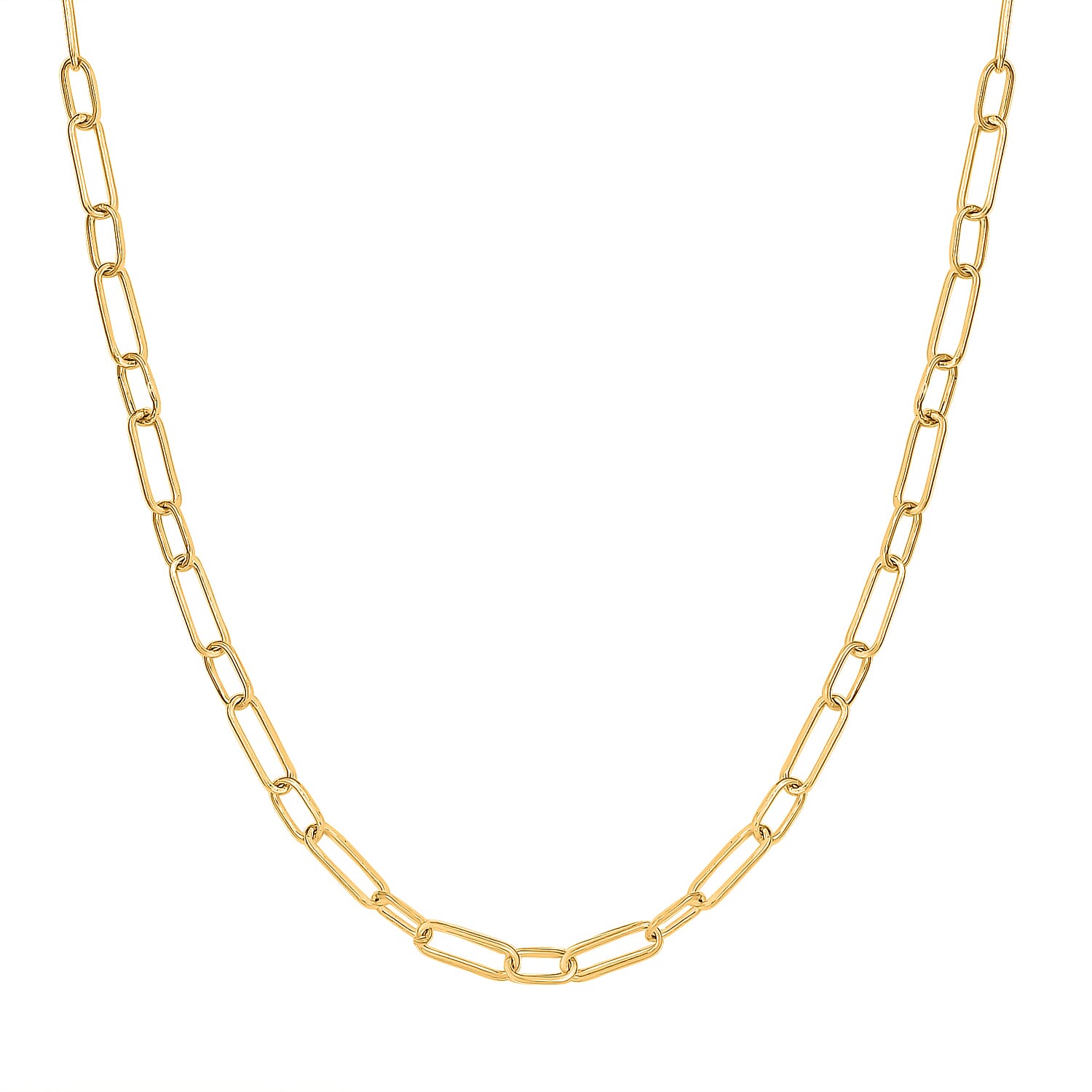 14K Gold Overlay Sterling Silver Paperclip Necklace (Size - 24) With Lobster Clasp, Silver Wt. 8.50 Gms