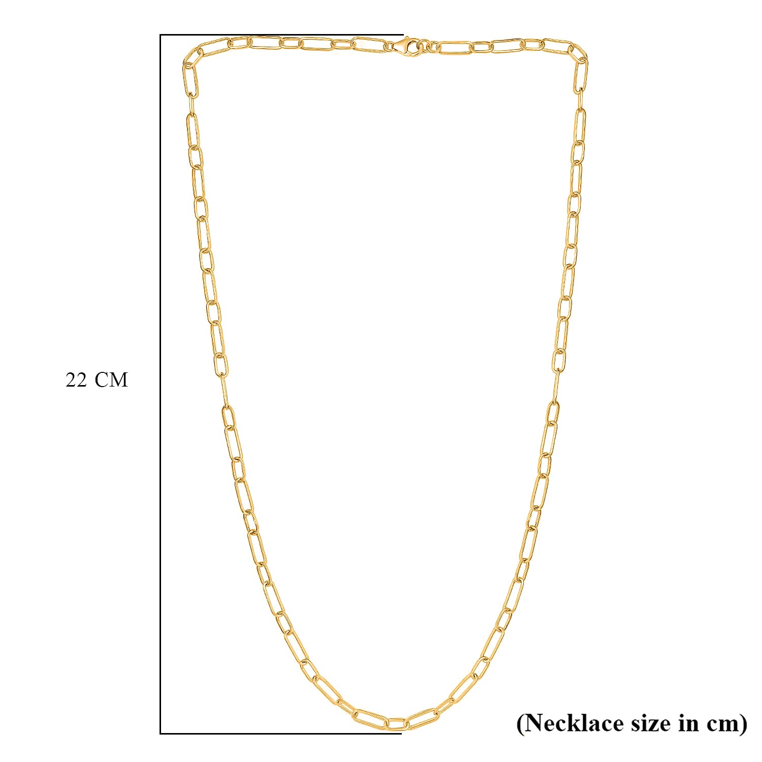 14K Gold Overlay Sterling Silver Paperclip Necklace (Size - 24) With Lobster Clasp, Silver Wt. 8.50 Gms