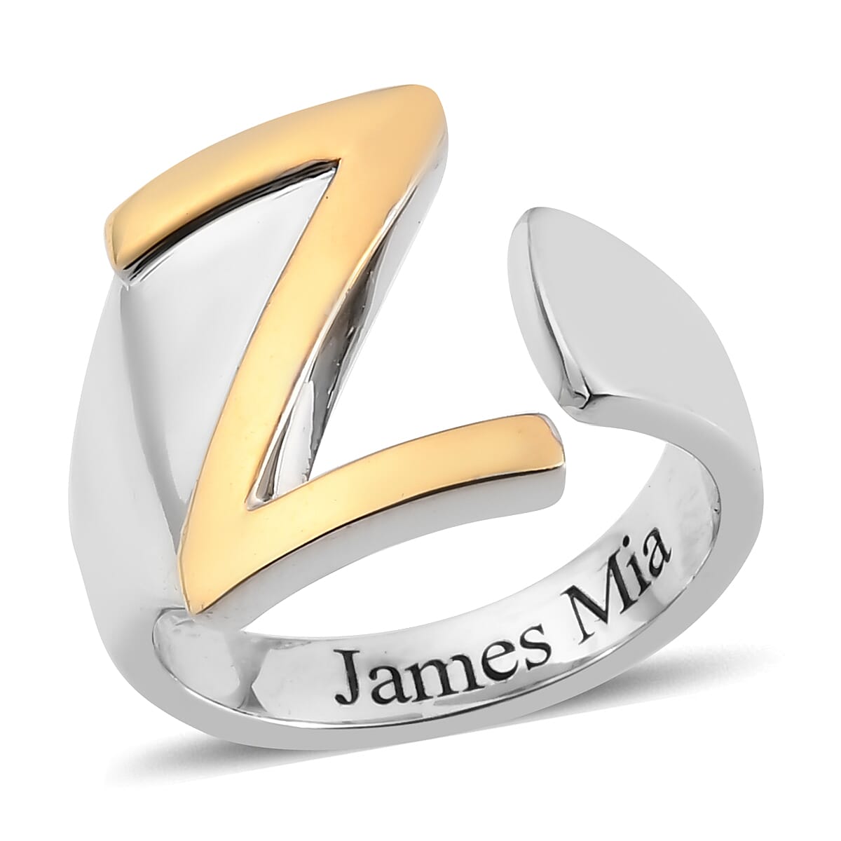 Personalised Engravable Initial Z Ring in Yellow Gold Tone