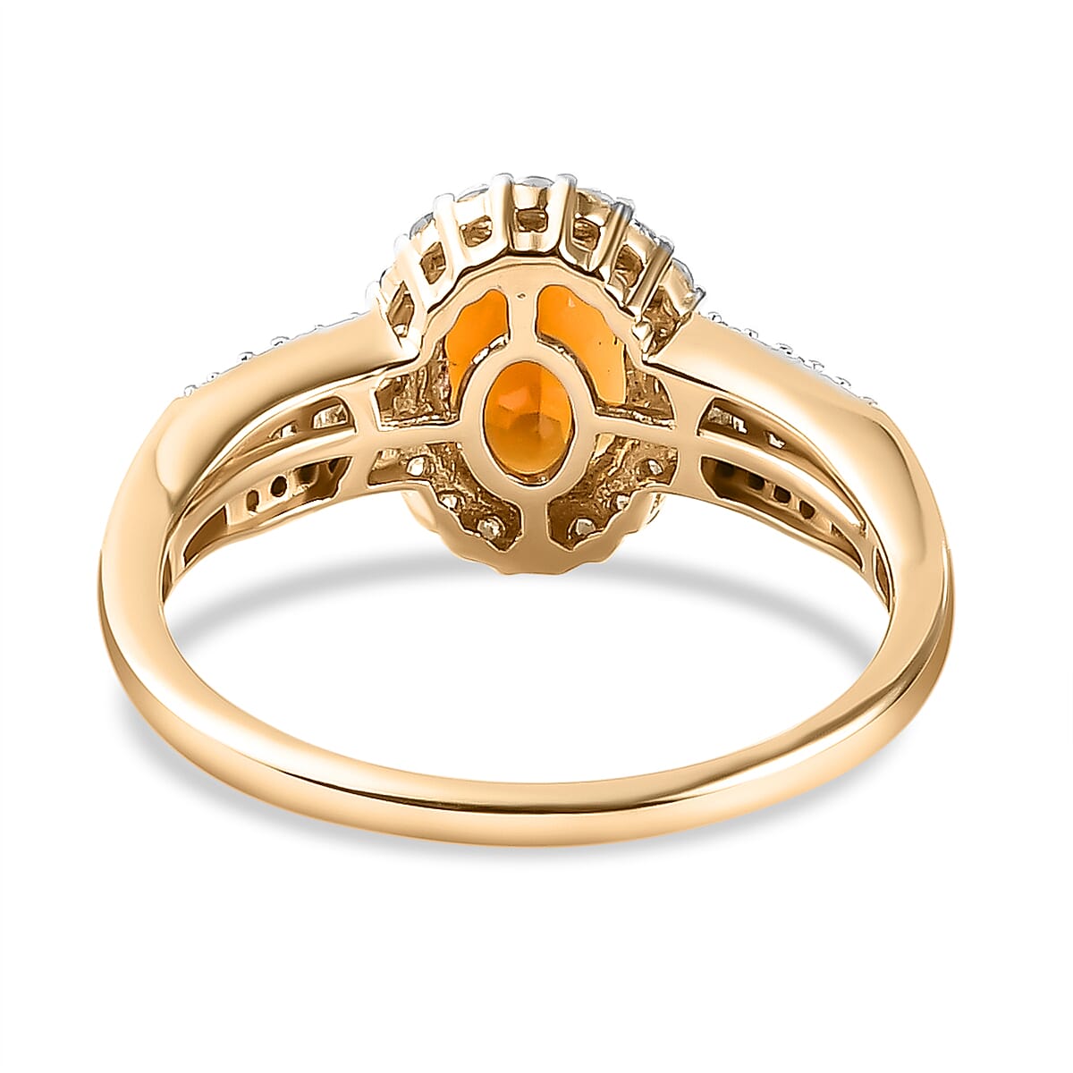 9K Yellow Gold Golden Tourmaline and Diamond Ring 1.48 Ct.