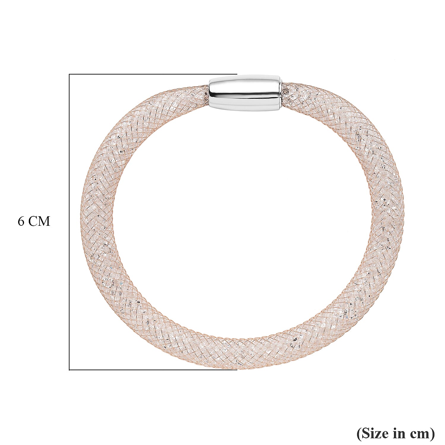 White Austrian Crystal Bracelet (Size - 8.5) in Rose Gold Tone
