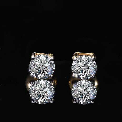 The Showstopper Deal Luxuriant Diamond - 14K Yellow Gold SGL Certified Lab Grown Diamond (VS-E-F) Solitaire Stud Earrings 1.0 Ct.