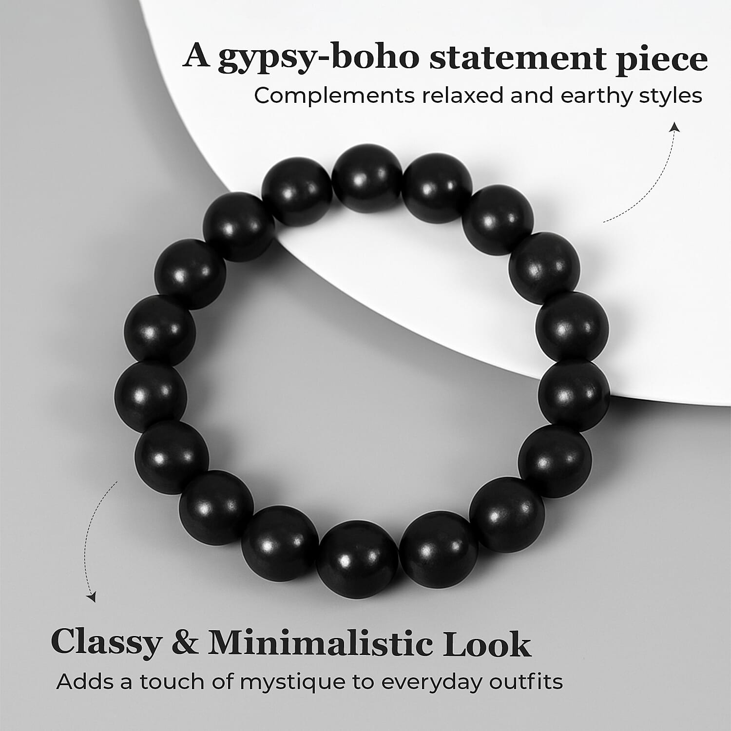 Tucson Closeout - Shungite Beads Stretchable Bracelet (Size 7.5) 190.00 Ct.