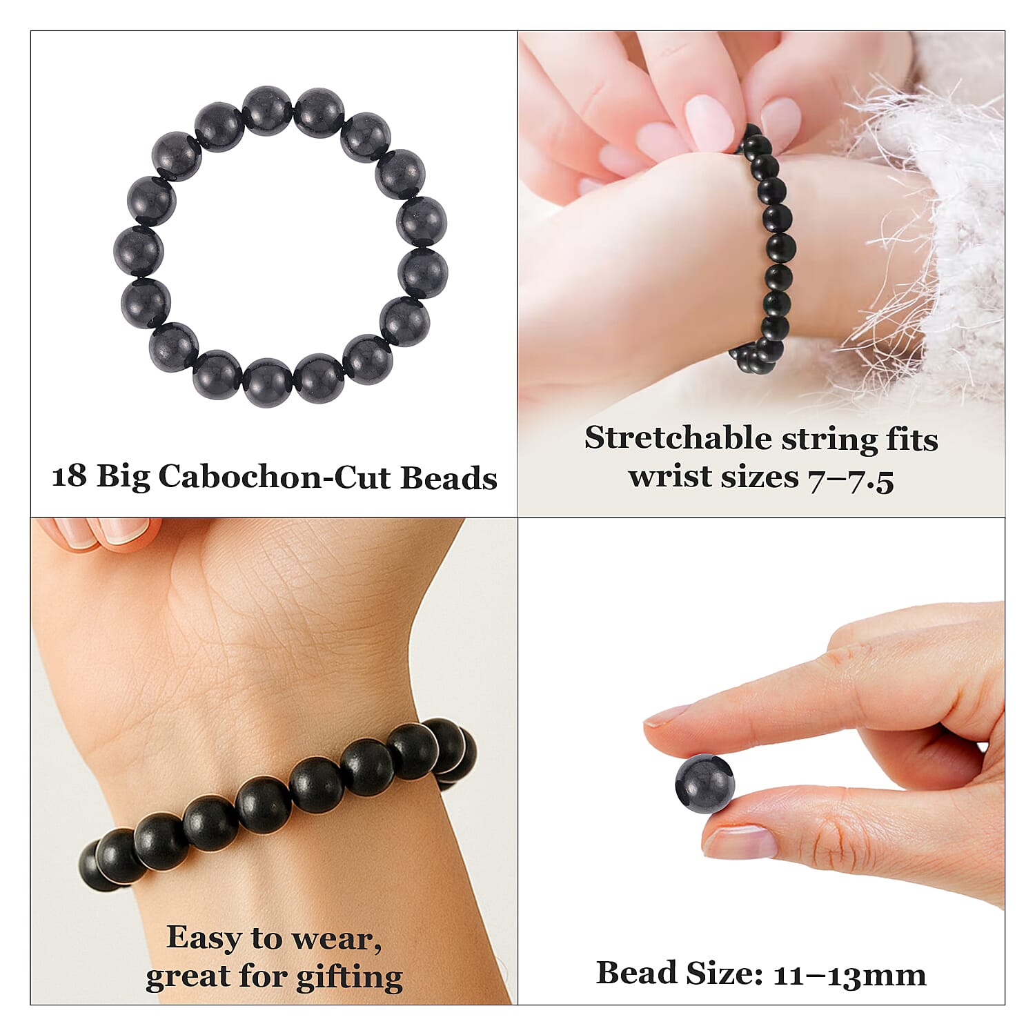 Tucson Closeout - Shungite Beads Stretchable Bracelet (Size 7.5) 190.00 Ct.