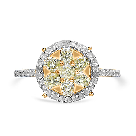The Rare Find - Yellow Diamond Ring in 9K Yellow Gold with White Diamonds  (1.00 CT)- Limited Stock