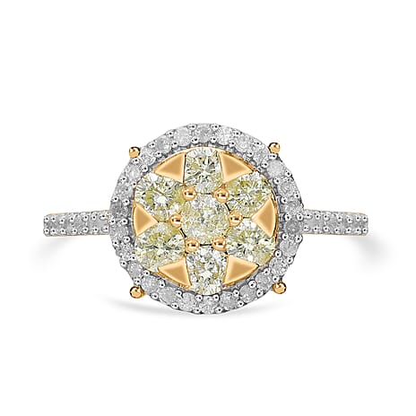 The Rare Find - Yellow Diamond Ring in 9K Yellow Gold with White Diamonds  (1.00 CT)- Limited Stock
