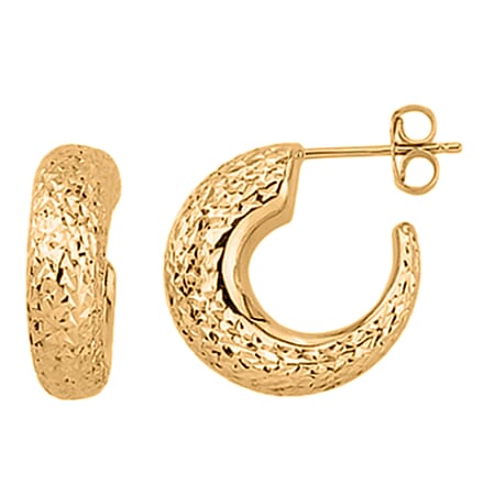 Closeout Deal - 9K Yellow Gold Textured Half-Hoop Earrings