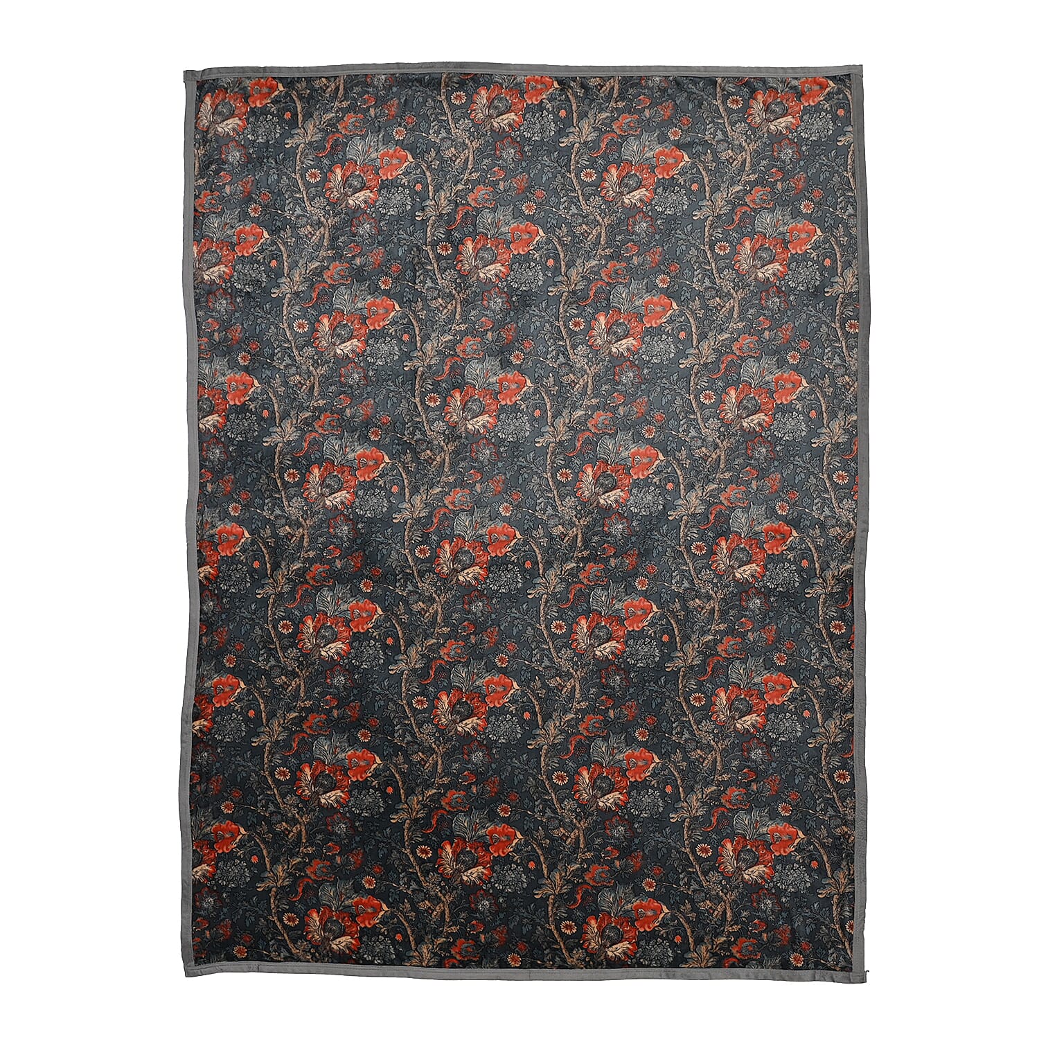 Floral Blanket Size (Size 200x150 cm) - Dark Blue With Flowers Pattern.