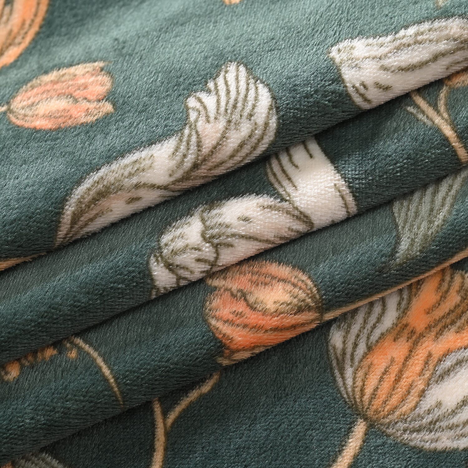 Floral Blanket (Size 200x150 cm) - Green & Dark Green