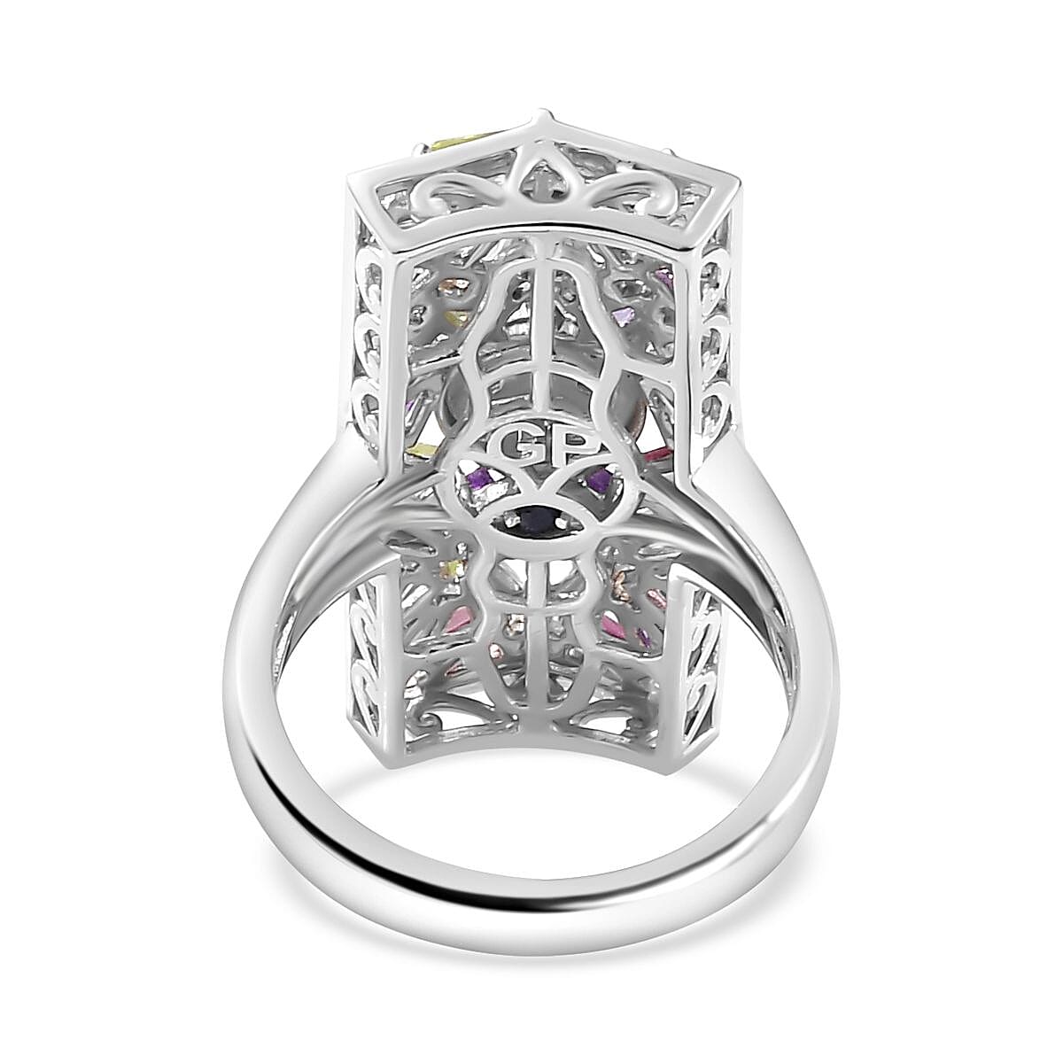 GP Italian Garden Collection - Multi Gemstone Cluster Ring in Rhodium Overlay Sterling Silver 2.10 Ct GP Italian Garden Collection - Multi Gemstone Cluster Ring in Rhodium Overlay Sterling Silver 2.10 Ct