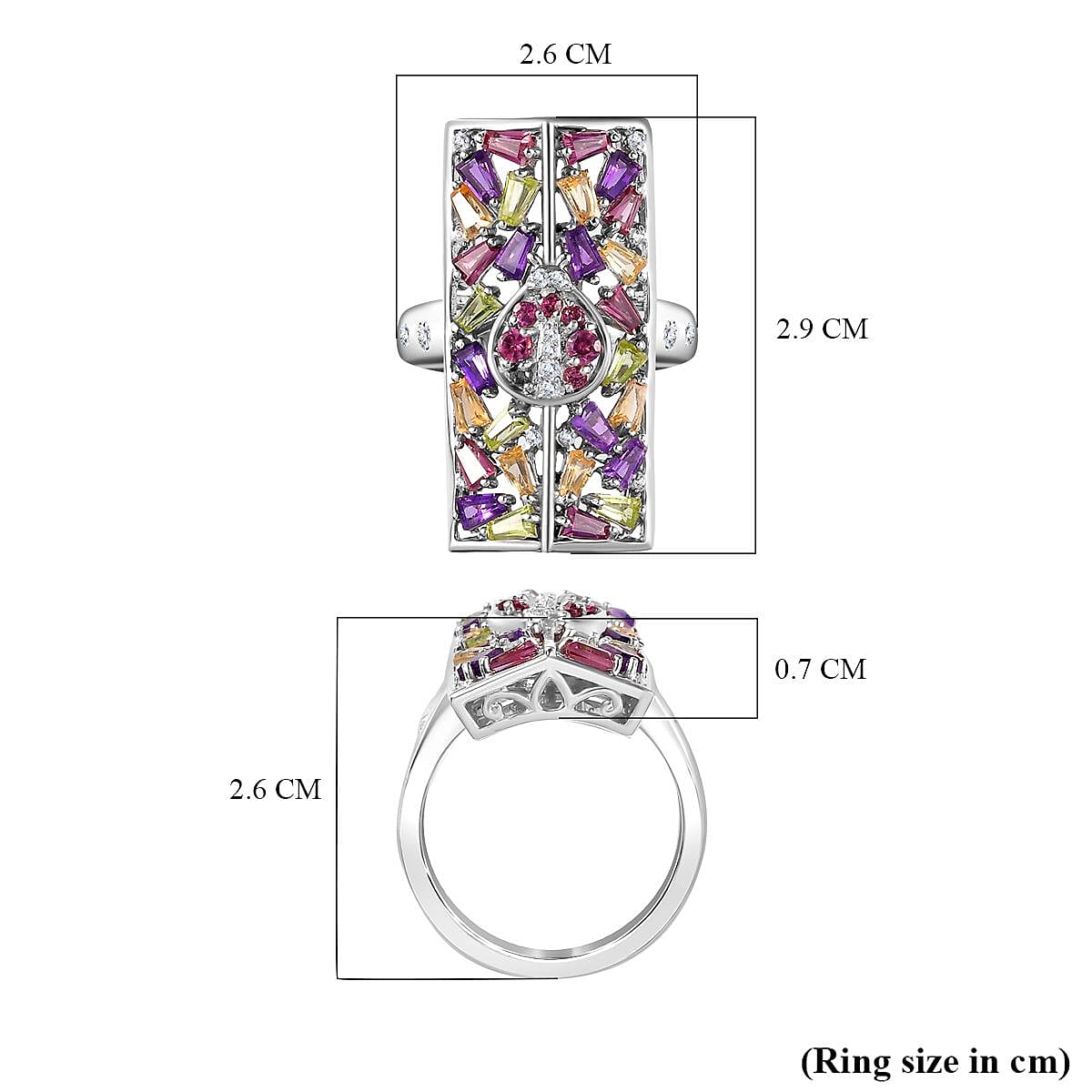 GP Italian Garden Collection - Multi Gemstone Cluster Ring in Rhodium Overlay Sterling Silver 2.10 Ct GP Italian Garden Collection - Multi Gemstone Cluster Ring in Rhodium Overlay Sterling Silver 2.10 Ct