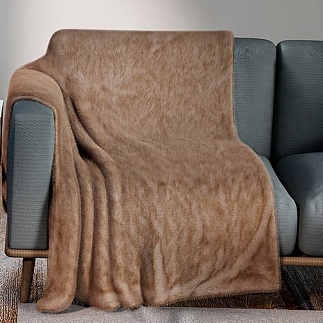 THE MOST LUXURIOUS BLANKET AT TJC- 1000 GSM Plush Double Layer Sherpa Blanket  (200x150 cm) - Khaki