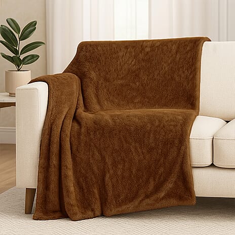 THE MOST LUXURIOUS BLANKET AT TJC - 1000 GSM Plush Double Layer Sherpa Blanket  (200x150 cm) - Brown