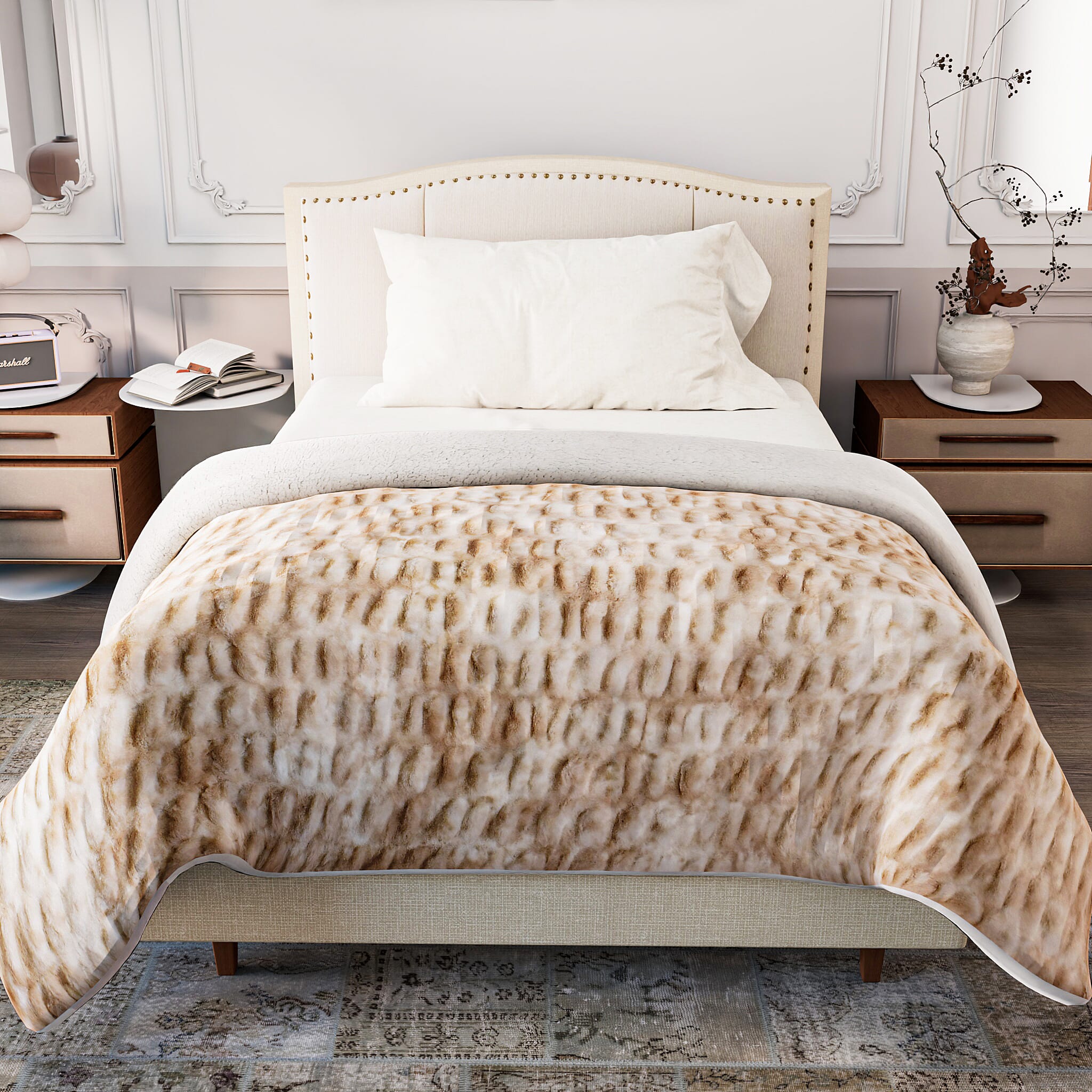 Super Soft Luxurious Faux Fur Blanket 600GSM - Khaki Super Soft Luxurious Faux Fur Blanket 600GSM - Khaki