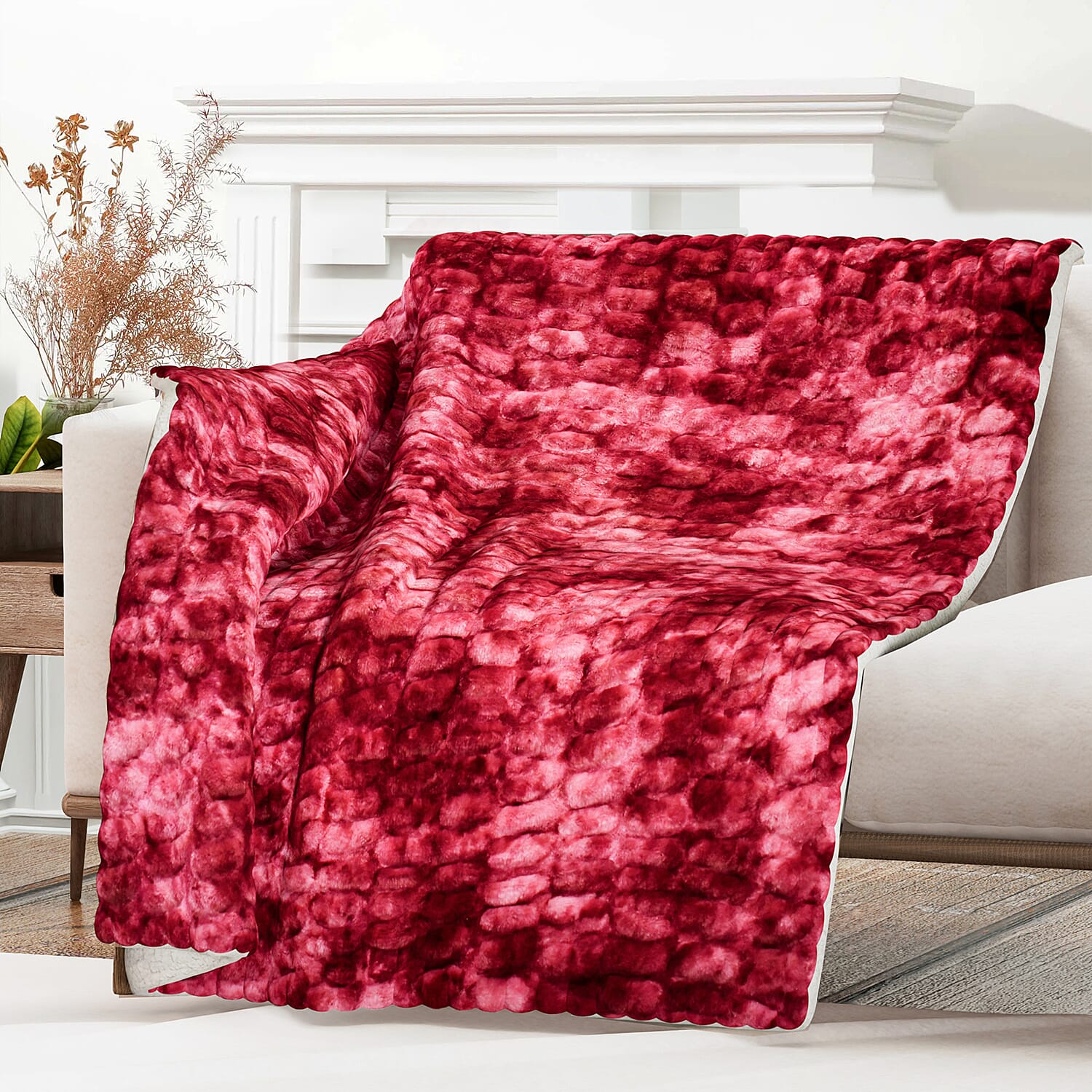 Super Soft Luxurious Faux Fur Blanket 600GSM - Red