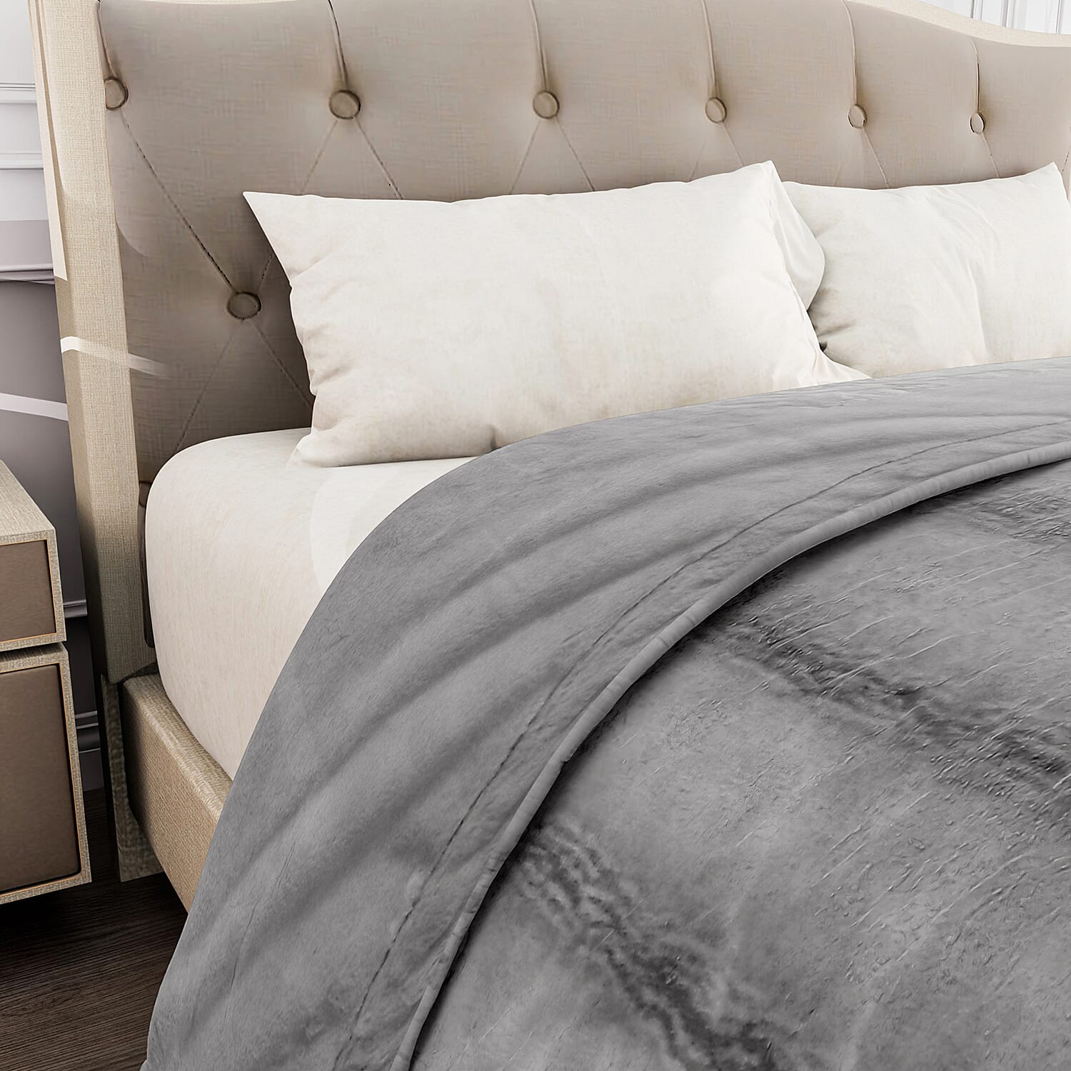 The Most Sumptuous Faux Fur Blanket at TJC  (Size 200x220cm) - Grey