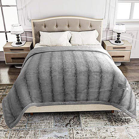 Polyester Patterned Blanket (Size 2200x1 ) - Grey & Grey