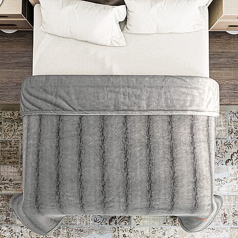 Polyester Patterned Blanket (Size 2200x1 ) - Grey & Grey