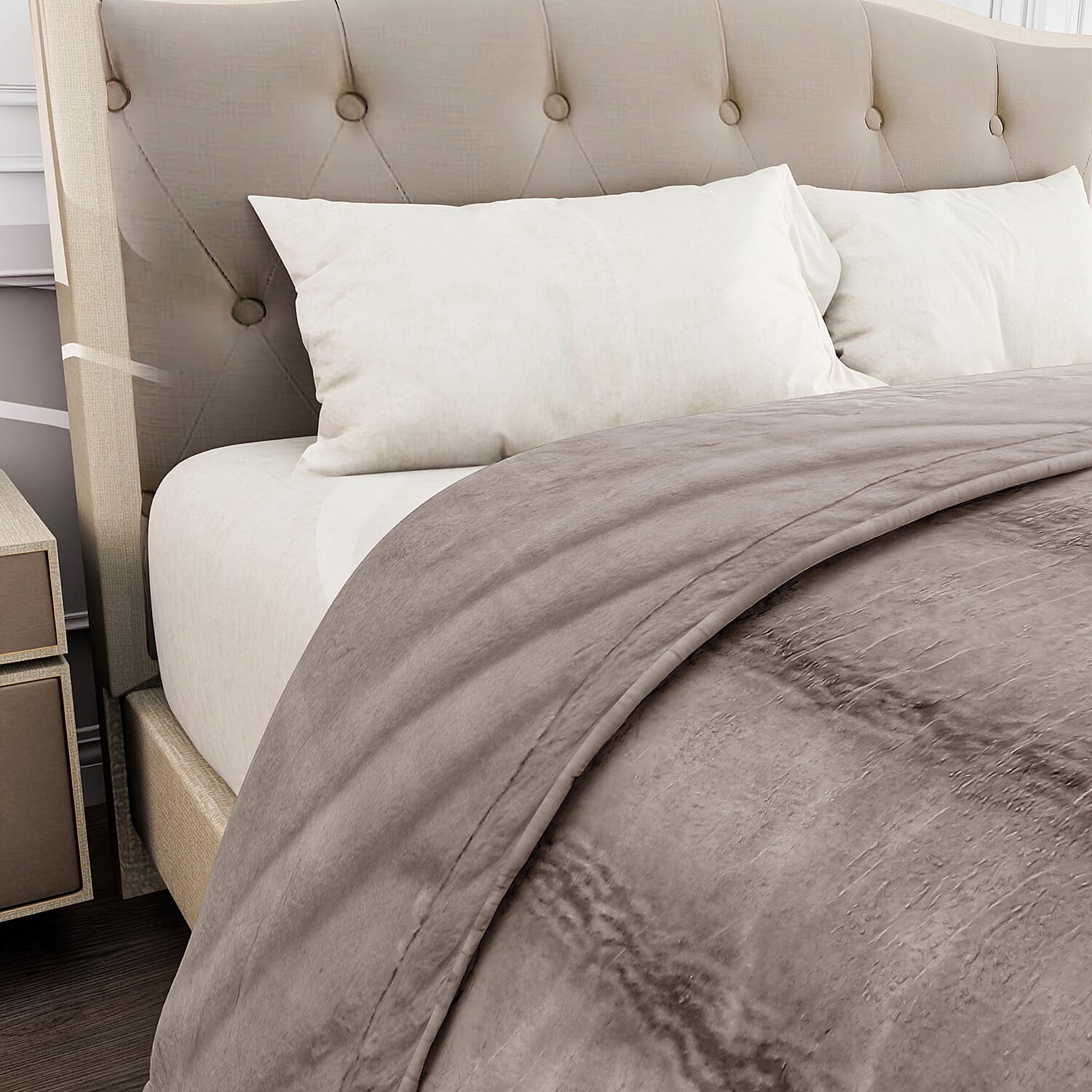 The Most Sumptuous Faux Fur Blanket at TJC  (Size 200x220cm) - Beige