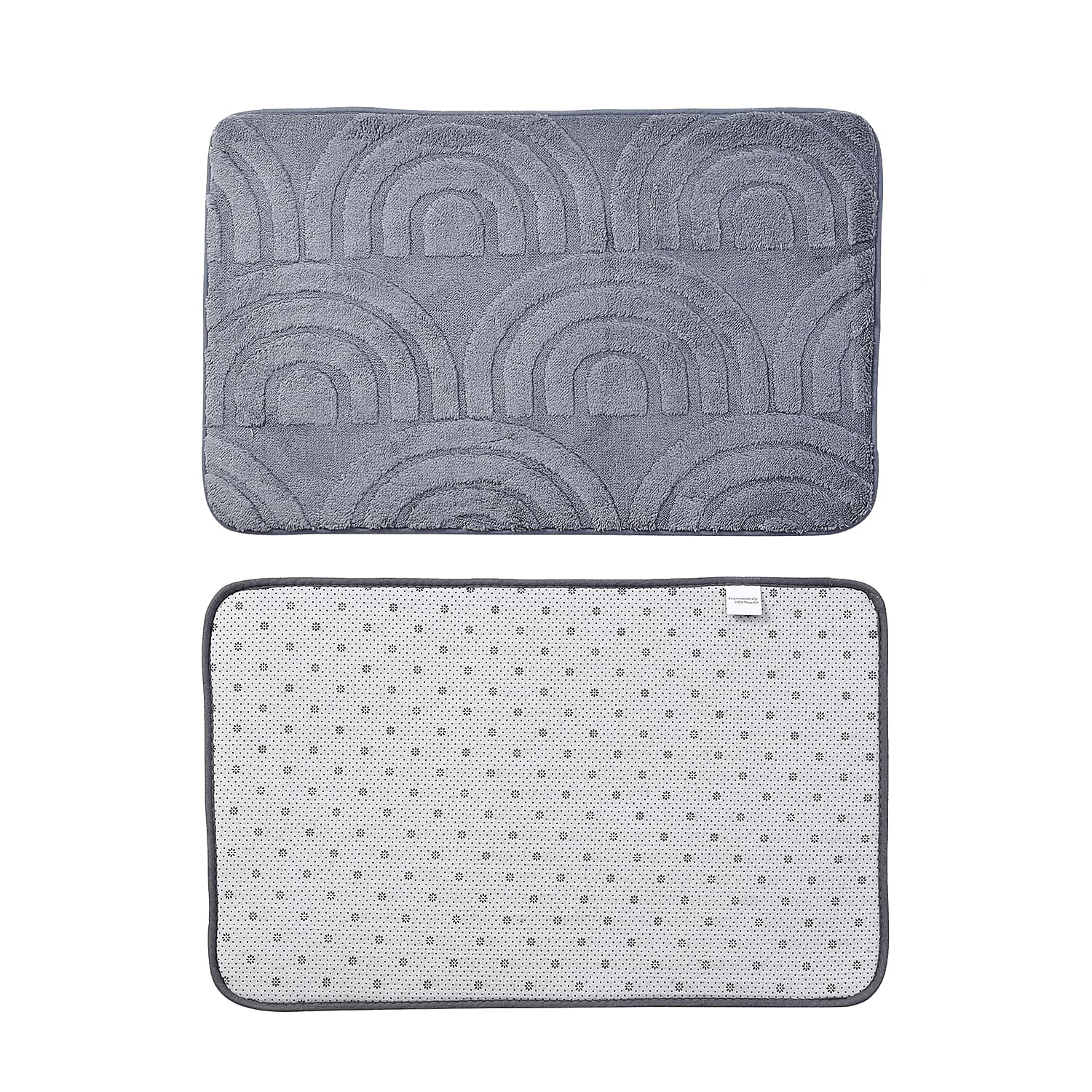 3 Piece Patterned Bathroom Mat Set - Dark Grey