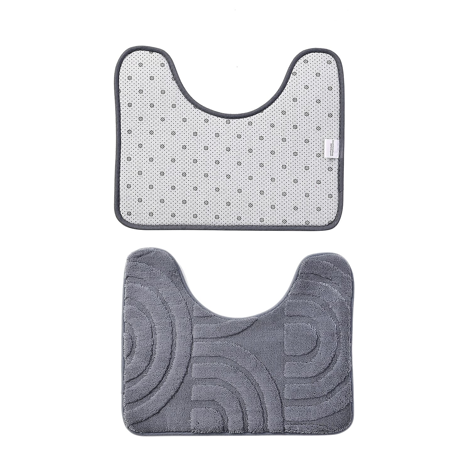 3 Piece Patterned Bathroom Mat Set - Dark Grey