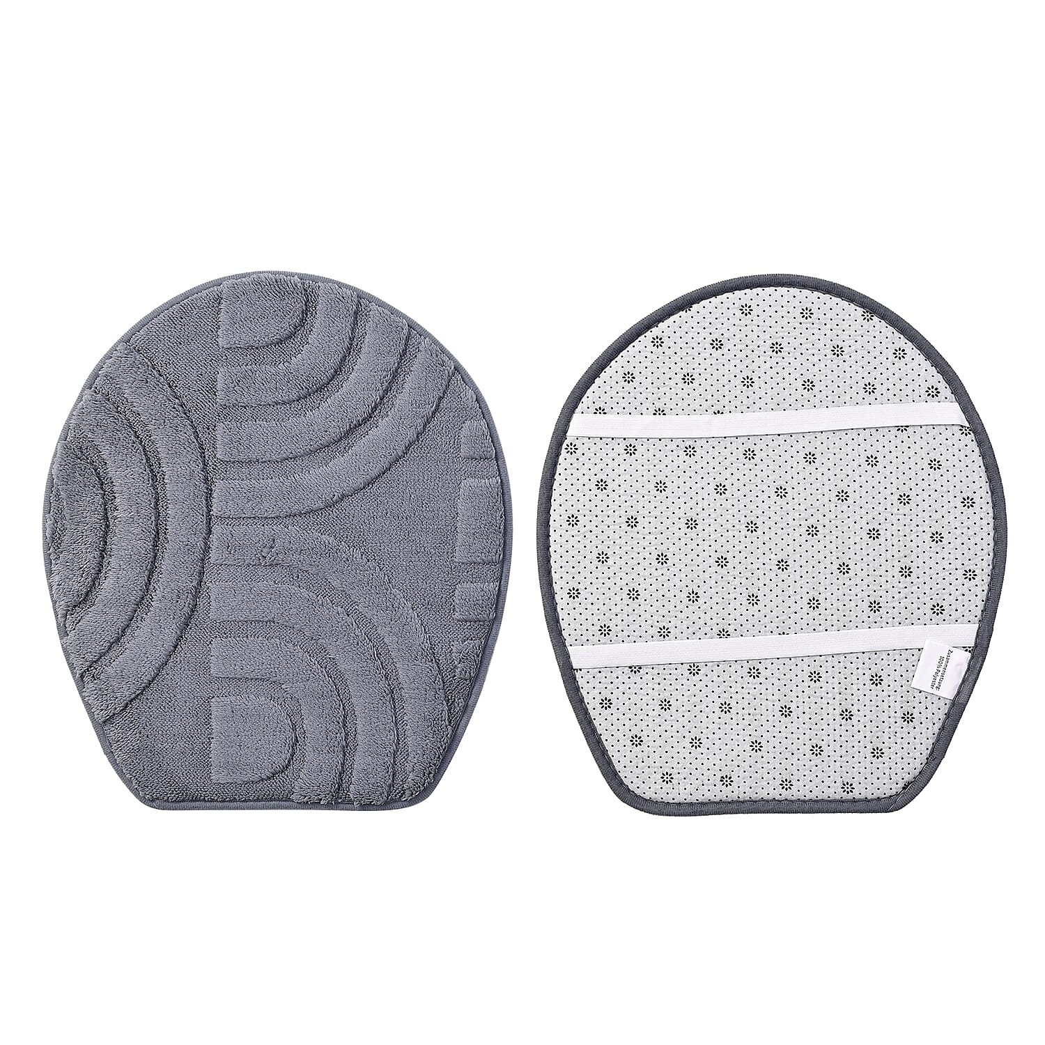 3 Piece Patterned Bathroom Mat Set - Dark Grey